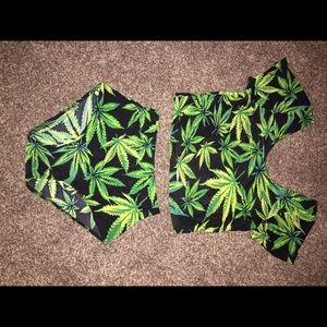 Leaf print festival 2 piece outfit